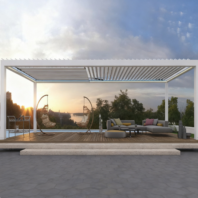 Smart Garden Construct - Aluminiowa pergola wenecka, elektryczna inteligentna szklana
